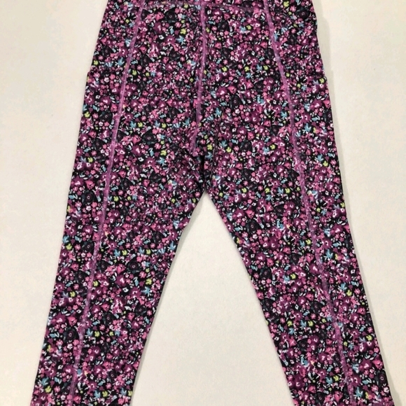 Tek Gear Workout Gear Women's Floral Pink Leggings Crop Size XL AE-2282 - Picture 2 of 14